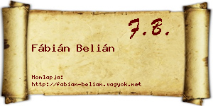 Fábián Belián névjegykártya